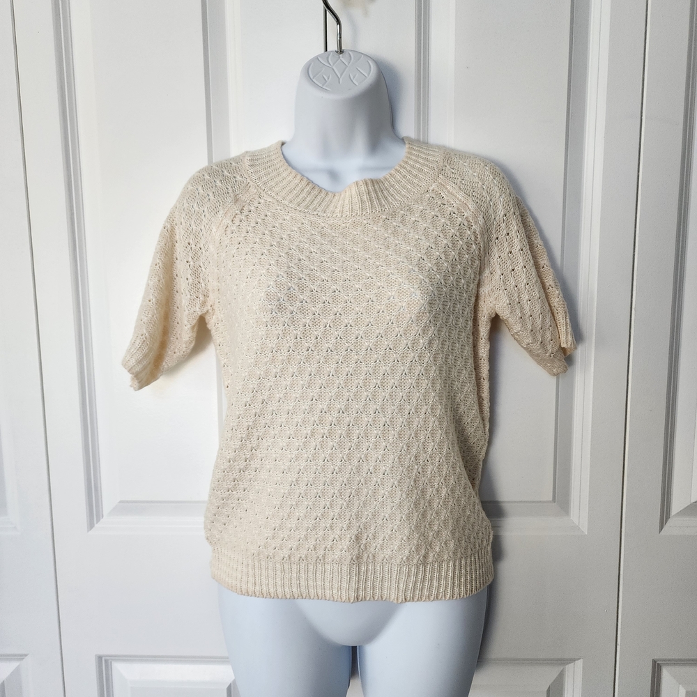 NWT Absolutely™️ Cream Knit Short Sleeve Women's Knit Top